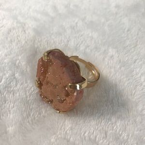 Ring Gold/ Amber R/G SemiPrecious stone Adjustable